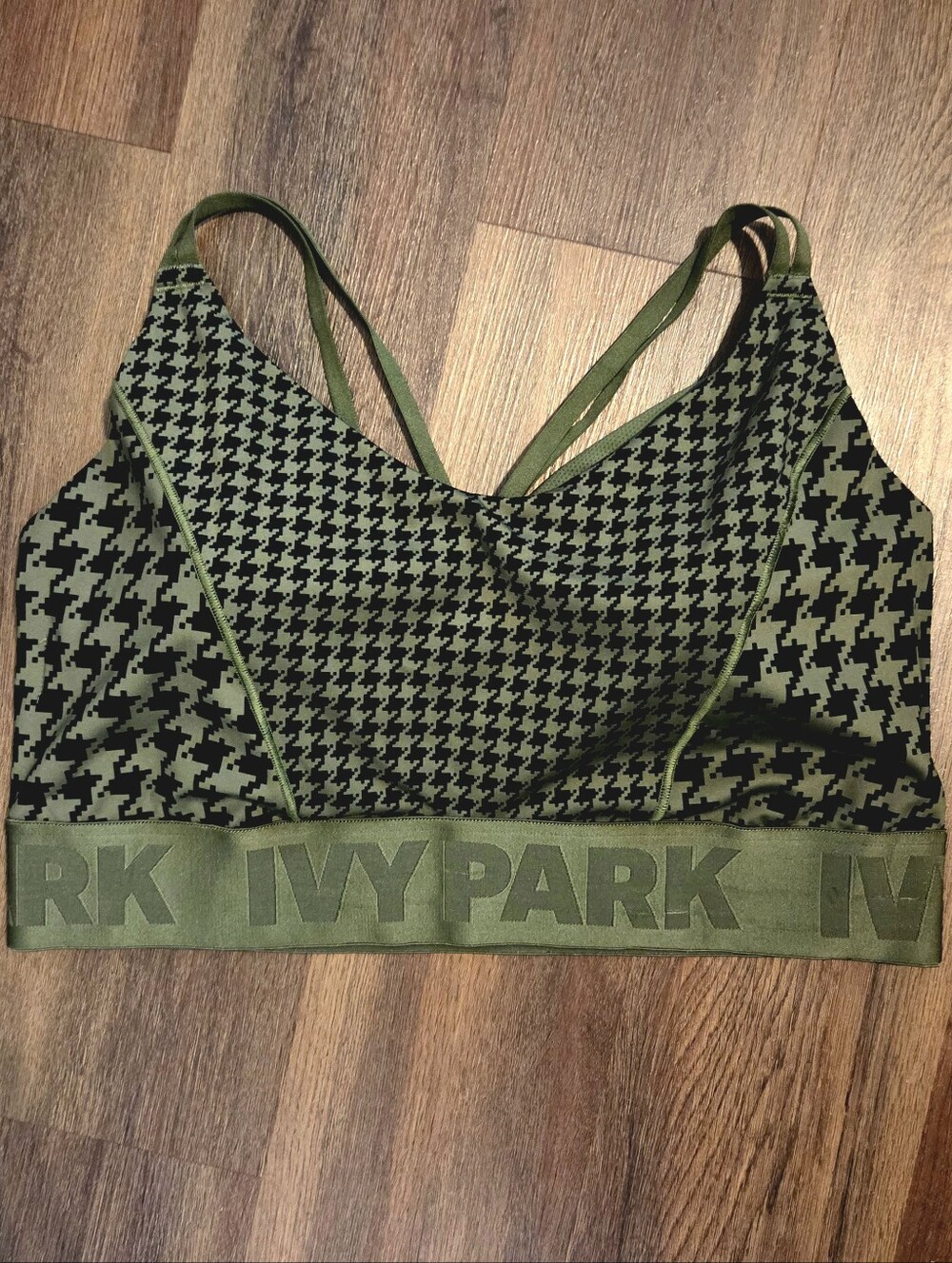 adidas x IVY PARK Olive Houndstooth Sports Bra